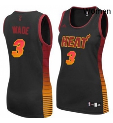 Womens Adidas Miami Heat 3 Dwyane Wade Swingman Black Vibe NBA Jersey