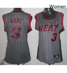 Womens Adidas Miami Heat 3 Dwyane Wade Swingman Grey Static Fashion NBA Jersey