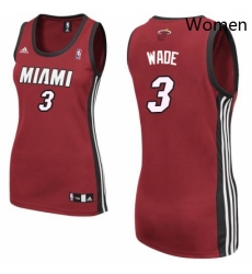 Womens Adidas Miami Heat 3 Dwyane Wade Swingman Red Alternate NBA Jersey