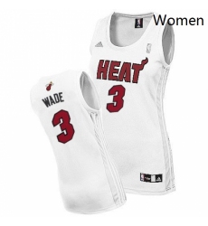 Womens Adidas Miami Heat 3 Dwyane Wade Swingman White Home NBA Jersey