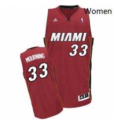 Womens Adidas Miami Heat 33 Alonzo Mourning Swingman Red Alternate NBA Jersey