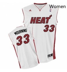 Womens Adidas Miami Heat 33 Alonzo Mourning Swingman White Home NBA Jersey