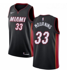Womens Nike Miami Heat 33 Alonzo Mourning Swingman Black Road NBA Jersey Icon Edition