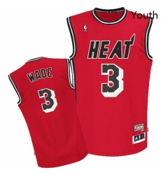 Youth Adidas Miami Heat 3 Dwyane Wade Authentic Red Hardwood Classics Nights NBA Jersey