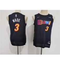 Youth Miami Heat 3 Dwyane Wade Black City Edition Swingman Stitched Jersey