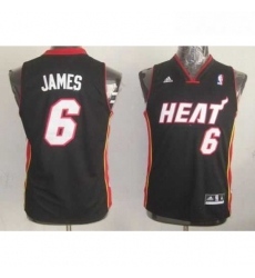 Youth NBA Miami Heat 6 LeBron James Black Stitched Jersey 