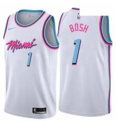 Youth Nike Miami Heat 1 Chris Bosh Swingman White NBA Jersey City Edition