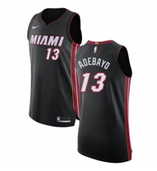 Youth Nike Miami Heat 13 Edrice Adebayo Authentic Black Road NBA Jersey Icon Edition 