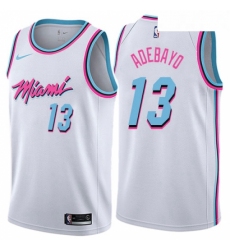 Youth Nike Miami Heat 13 Edrice Adebayo Swingman White NBA Jersey City Edition 