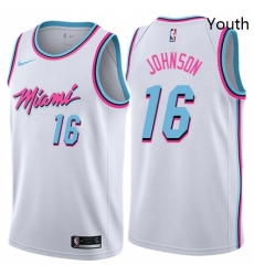 Youth Nike Miami Heat 16 James Johnson Swingman White NBA Jersey City Edition