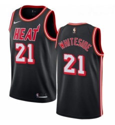 Youth Nike Miami Heat 21 Hassan Whiteside Authentic Black Black Fashion Hardwood Classics NBA Jersey