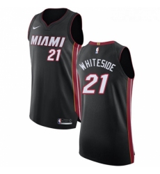 Youth Nike Miami Heat 21 Hassan Whiteside Authentic Black Road NBA Jersey Icon Edition