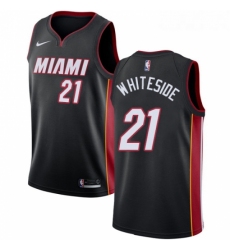 Youth Nike Miami Heat 21 Hassan Whiteside Swingman Black Road NBA Jersey Icon Edition