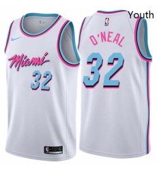 Youth Nike Miami Heat 32 Shaquille ONeal Swingman White NBA Jersey City Edition
