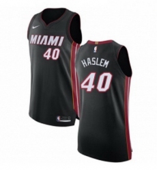 Youth Nike Miami Heat 40 Udonis Haslem Authentic Black Road NBA Jersey Icon Edition