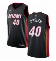 Youth Nike Miami Heat 40 Udonis Haslem Swingman Black Road NBA Jersey Icon Edition