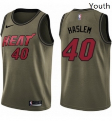 Youth Nike Miami Heat 40 Udonis Haslem Swingman Green Salute to Service NBA Jersey