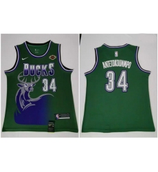 Bucks 34 Giannis Antetokounmpo Green Nike Swingman Jersey