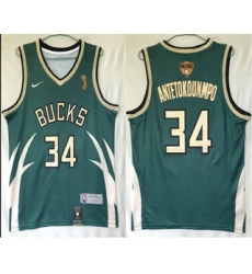 Men Men Milwaukee Bucks 34 Giannis Antetokounmpo Green Nike Swingman 2021 Champions Earned Edition Stitched Jersey