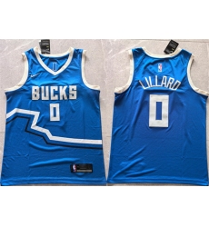 Men Milwaukee Bucks 0 Damian Lillard Royal 2024 City Edition Stitched Basketball Jersey