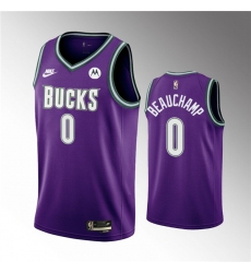 Men Milwaukee Bucks 0 MarJon Beauchamp 2022 23 Purple Classic Edition Swingman Stitched Basketball Jersey