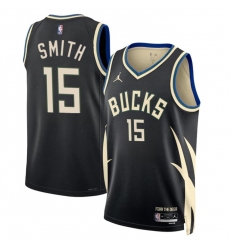 Men Milwaukee Bucks 15 Tyler Smith Black 2024 Draft Statement Edition Stitched Basketball Jersey
