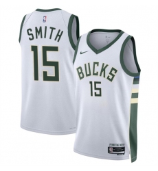Men Milwaukee Bucks 15 Tyler Smith White 2024 Draft Association Edition Stitched Basketball Jersey