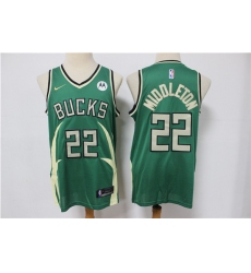 Men Milwaukee Bucks 22 Khris Middleton Green Stitched Jersey