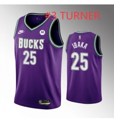 Men Milwaukee Bucks #3 Myles Turner Purple Stitched NBA Jersey Men Milwaukee Bucks #3 Myles Turner Purple Stitched NBA Jersey