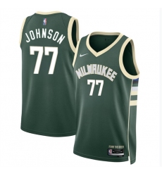 Men Milwaukee Bucks 77 AJ Johnson Green 2024 Draft Icon Edition Stitched Basketball Jersey