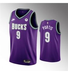 Men Milwaukee Bucks 9 Bobby Portis 2022 23 Purple Classic Edition Swingman Stitched Basketball Jersey