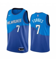 Men Nike Milwaukee Bucks 7 Bryn Forbes Blue NBA Swingman 2020 21 City Edition Jersey