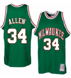 Mens Adidas Milwaukee Bucks 34 Ray Allen Authentic Green Throwback NBA Jersey