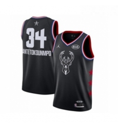 Mens Jordan Milwaukee Bucks 34 Giannis Antetokounmpo Swingman Black 2019 All Star Game Basketball Jersey