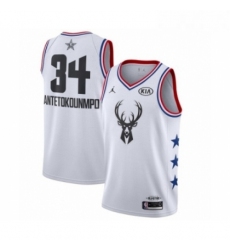 Mens Jordan Milwaukee Bucks 34 Giannis Antetokounmpo Swingman White 2019 All Star Game Basketball Jersey