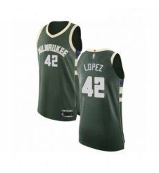 Mens Milwaukee Bucks 42 Robin Lopez Authentic Green Basketball Jersey Icon Edition 