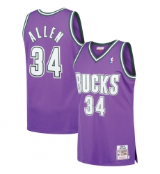 Men's Milwaukee Bucks Ray Allen Mitchell & Ness Purple NBA Jersey
