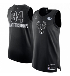 Mens Nike Jordan Milwaukee Bucks 34 Giannis Antetokounmpo Authentic Black 2018 All Star Game NBA Jersey