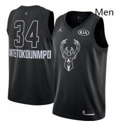 Mens Nike Jordan Milwaukee Bucks 34 Giannis Antetokounmpo Swingman Black 2018 All Star Game NBA Jersey