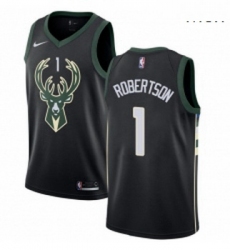 Mens Nike Milwaukee Bucks 1 Oscar Robertson Authentic Black Alternate NBA Jersey Statement Edition