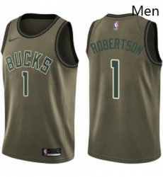 Mens Nike Milwaukee Bucks 1 Oscar Robertson Swingman Green Salute to Service NBA Jersey