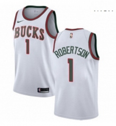 Mens Nike Milwaukee Bucks 1 Oscar Robertson Swingman White Fashion Hardwood Classics NBA Jersey