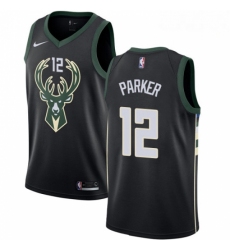 Mens Nike Milwaukee Bucks 12 Jabari Parker Authentic Black Alternate NBA Jersey Statement Edition