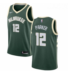Mens Nike Milwaukee Bucks 12 Jabari Parker Swingman Green Road NBA Jersey Icon Edition