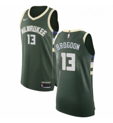 Mens Nike Milwaukee Bucks 13 Malcolm Brogdon Authentic Green Road NBA Jersey Icon Edition 