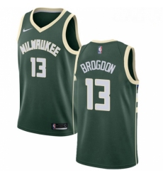 Mens Nike Milwaukee Bucks 13 Malcolm Brogdon Swingman Green Road NBA Jersey Icon Edition 