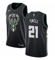 Mens Nike Milwaukee Bucks 21 Tony Snell Authentic Black Alternate NBA Jersey Statement Edition 