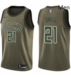 Mens Nike Milwaukee Bucks 21 Tony Snell Swingman Green Salute to Service NBA Jersey 
