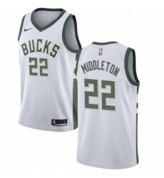 Mens Nike Milwaukee Bucks 22 Khris Middleton Authentic White Home NBA Jersey Association Edition 