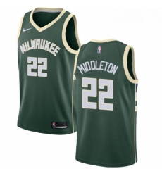 Mens Nike Milwaukee Bucks 22 Khris Middleton Swingman Green Road NBA Jersey Icon Edition 